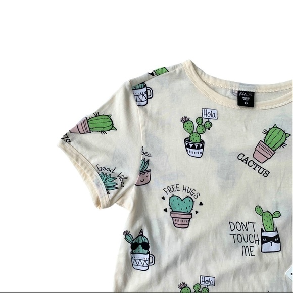 Vibe N’ Happy Cactus Southwestern Desert Cropped Graphic T-Shirt Small NWT - Picture 4 of 15